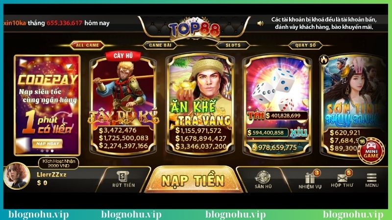 Đôi nét về nổ hũ Top88 chơi là say đắm